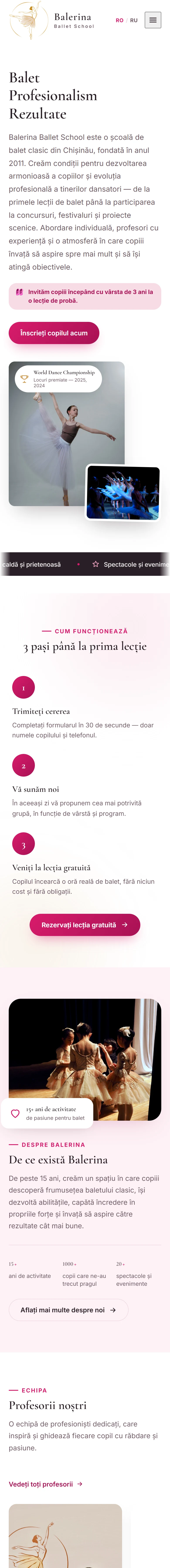 Site-ul balerina.md pe telefon